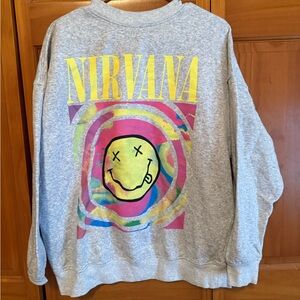 NIRVANA Gray Sweater with Colorful Graphic